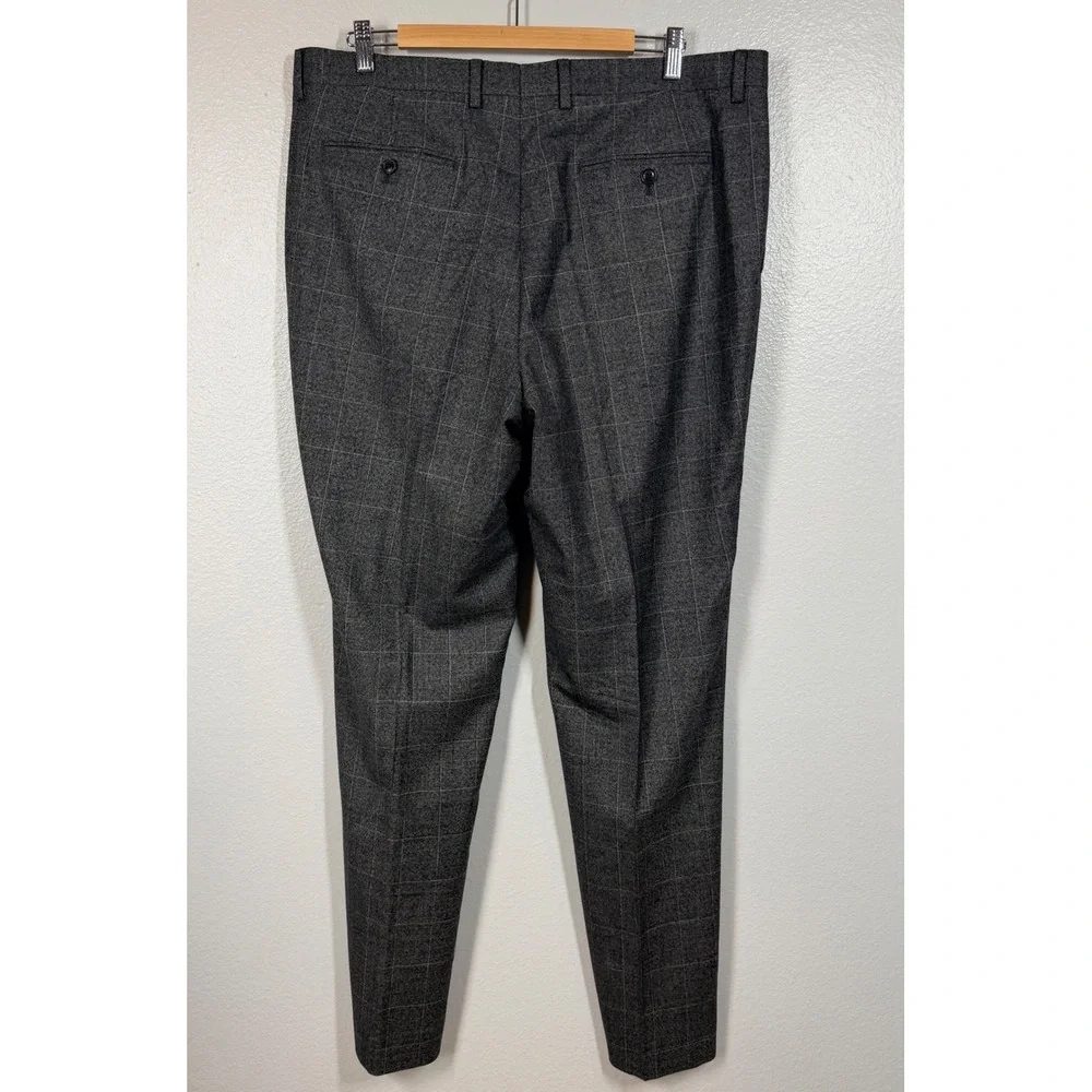 Banana Republic Trousers Mens 36 Grey Windowpane Plaid Italian Marzotto Standard